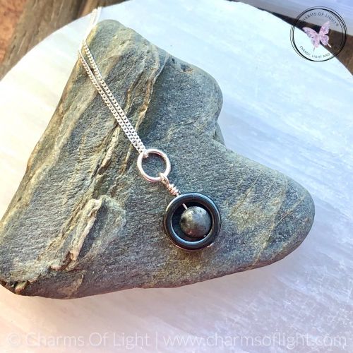 Hematite Gemstone Fidget Necklace (Larvikite)